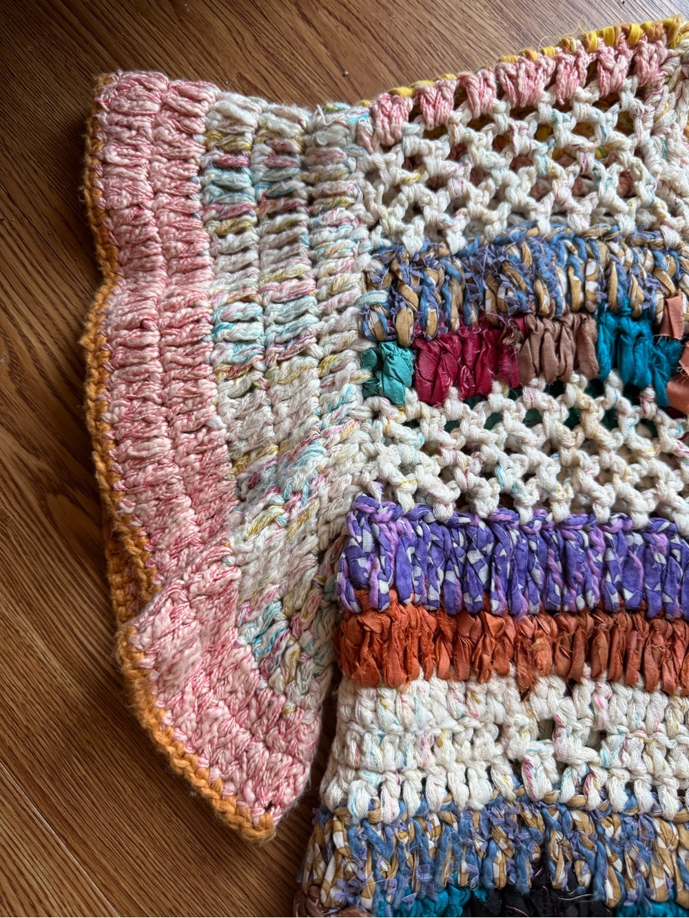 💕Anthropologie Cardigan Sweater Hand Knit Mia Crochet Multi Striped Crop XS/S💕 - Picture 3 of 6